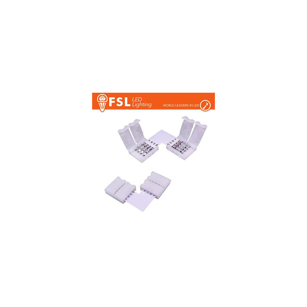 Connettore rapido L per strip 10mm LED RGB Connettore rapido L per strip 10mm LED RGB