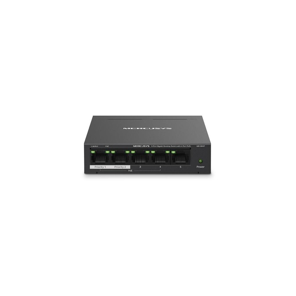 Switch Desktop 5 porte 10/100/1000 PoE+ - Mercusys MS105GP Switch Desktop 5 porte 10/100/1000 PoE+ - Mercusys MS105GP