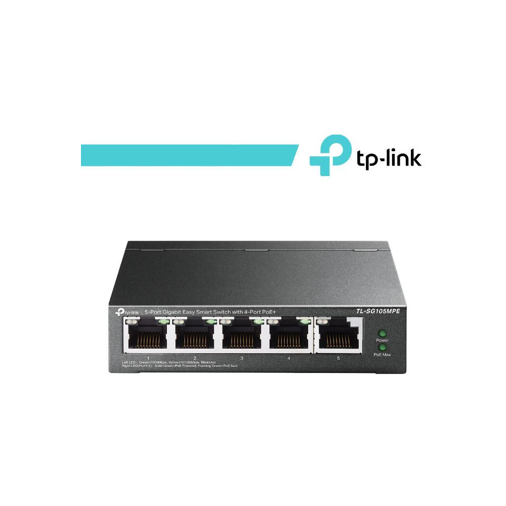TP-Link 5-Port Gigabit Easy Smart Switch con 4-Porte PoE+ TP-Link 5-Port Gigabit Easy Smart Switch con 4-Porte PoE+