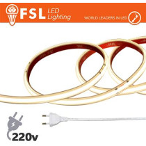 Striscia LED COB 20metri - IP65 4000K 220V 15W/m 1300lm/m+KIT tappo, colla, clip