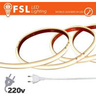 Striscia LED COB 20metri - IP65 4000K 220V 15W/m 1300lm/m+KIT tappo, colla, clip