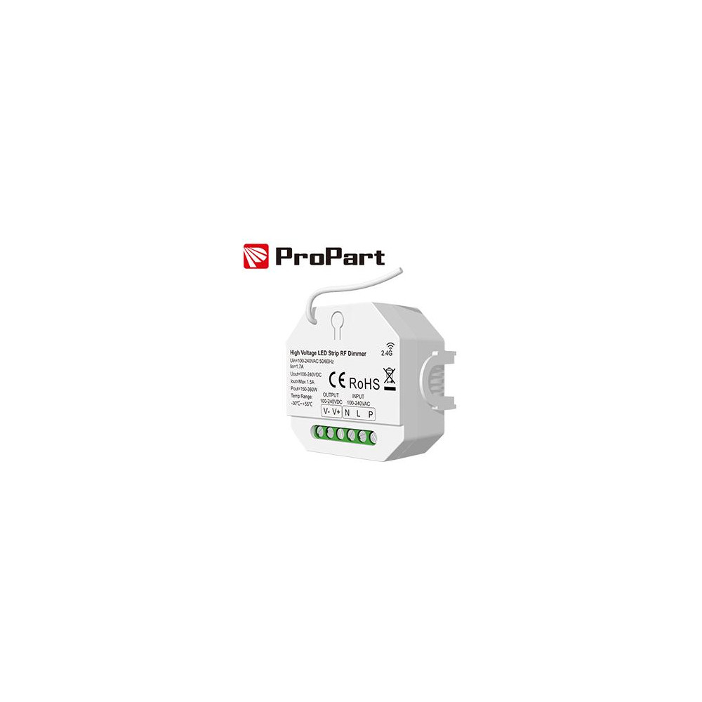 Dimmer RF LED 1 Canale - 1.5A, 100-240V per Strisce LED ad Alta Tensione Dimmer RF LED 1 Canale - 1.5A, 100-240V per Strisce LED ad Alta Tensione