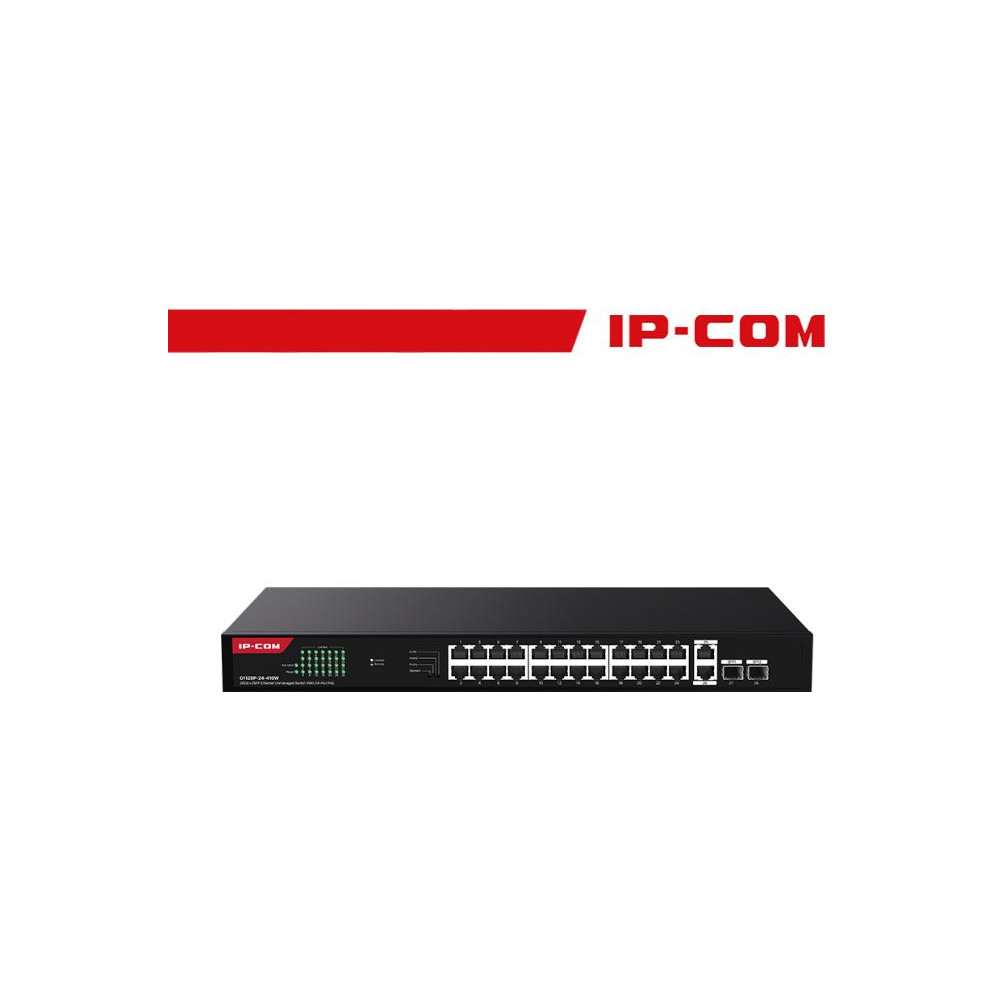 IP-COM 26GE+2SFP Ethernet Unmanaged Switch With 24-Port PoE - G1128P-24-410W IP-COM 26GE+2SFP Ethernet Unmanaged Switch With 24-Port PoE - G1128P-24-410W