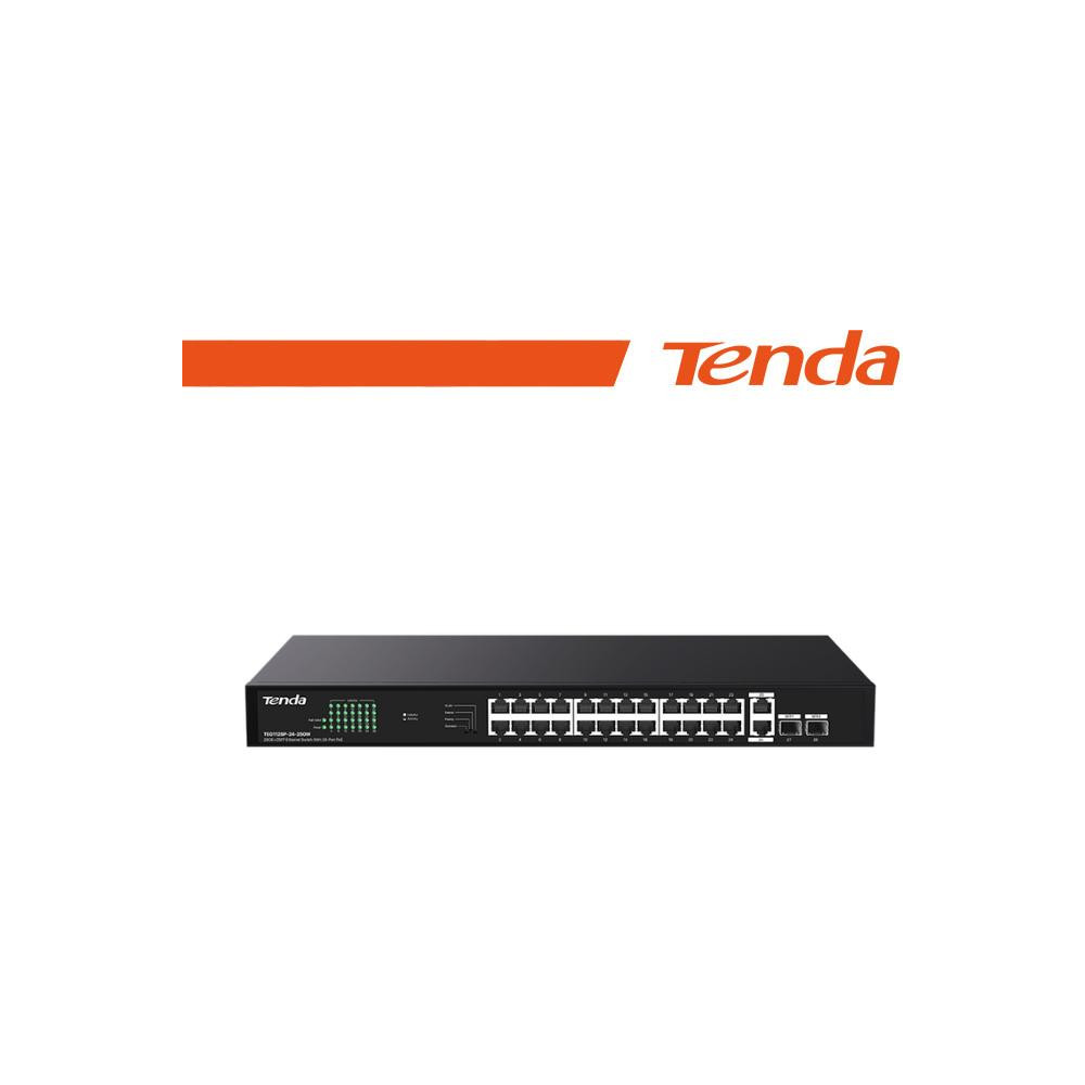 Tenda 26GE+2SFP Ethernet Switch With 24-Port PoE - TEG1128P-24-250W Tenda 26GE+2SFP Ethernet Switch With 24-Port PoE - TEG1128P-24-250W