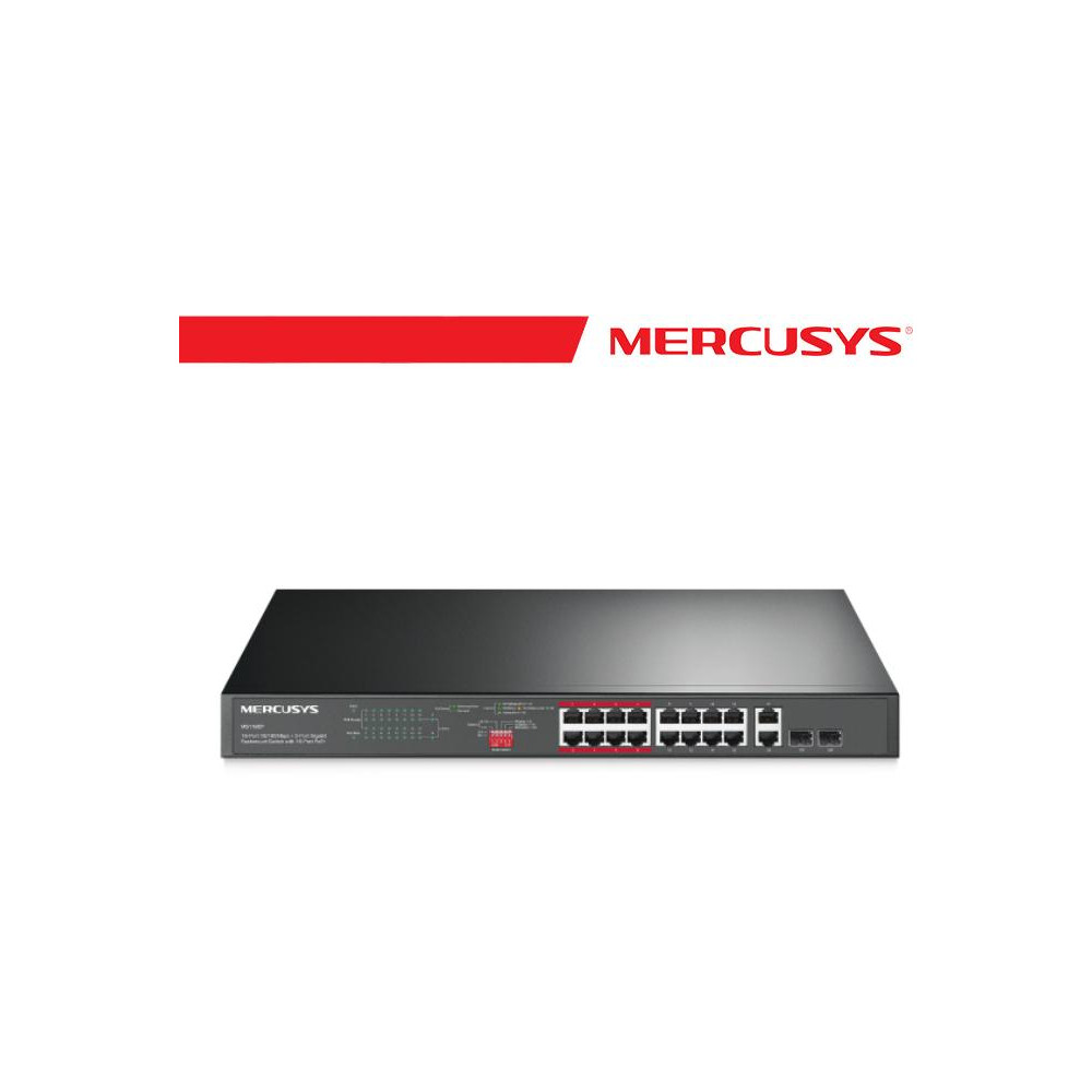 Mercusys 16-Port 10/100Mbps + 2-Port Gigabit Rackmount Switch - MS118CP Mercusys 16-Port 10/100Mbps + 2-Port Gigabit Rackmount Switch - MS118CP