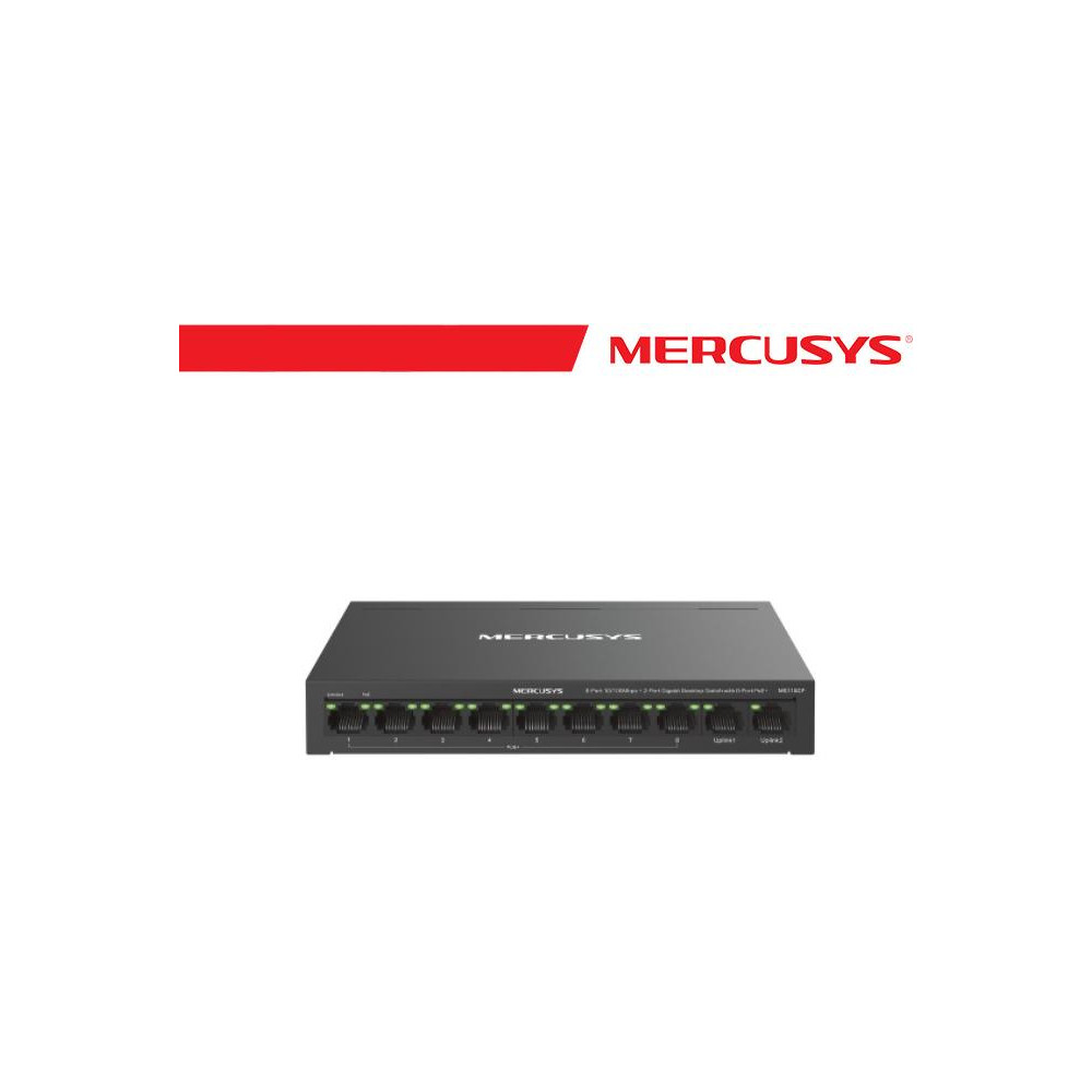 Mercusys 8-Port PoE+ 10/100 Mbps + 2 Gigabit Port Switch - MS110CP Mercusys 8-Port PoE+ 10/100 Mbps + 2 Gigabit Port Switch - MS110CP