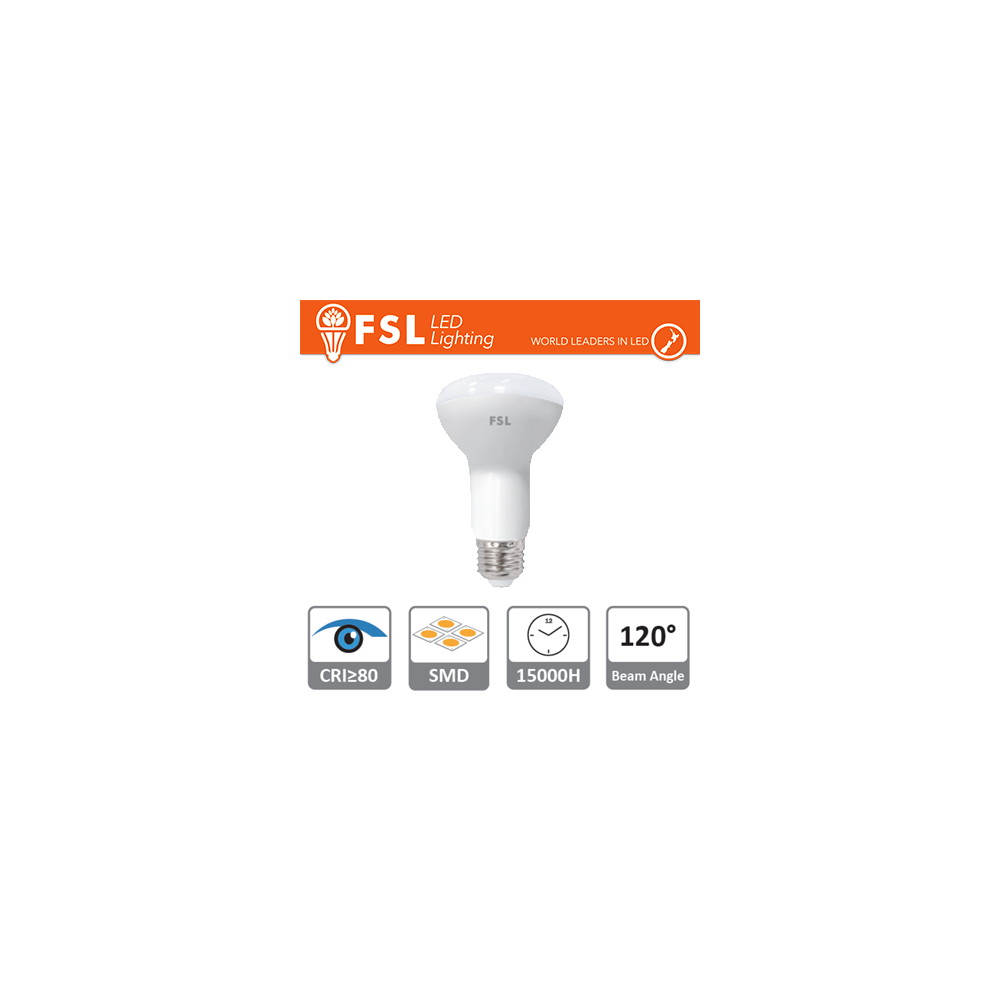 Lampada Riflettore LED R63 - 8W 6500K 630LM 120º 63X102mm CRI80 E27 25.000H Lampada Riflettore LED R63 - 8W 6500K 630LM 120º 63X102mm CRI80 E27 25.000H