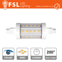 R7s LED sostitutiva per alogene, - 5,5W 4000K 600LM 200º 25*78mm CRI80