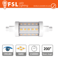 R7s LED sostitutiva per alogene, - 5,5W 4000K 600LM 200º 25*78mm CRI80