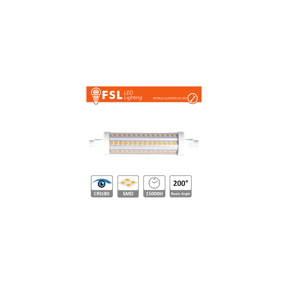 R7s LED sostitutiva per alogene - 9,5W 2700K 1160LM 200º 25*118mm CRI80 R7s LED sostitutiva per alogene - 9,5W 2700K 1160LM 200º 25*118mm CRI80