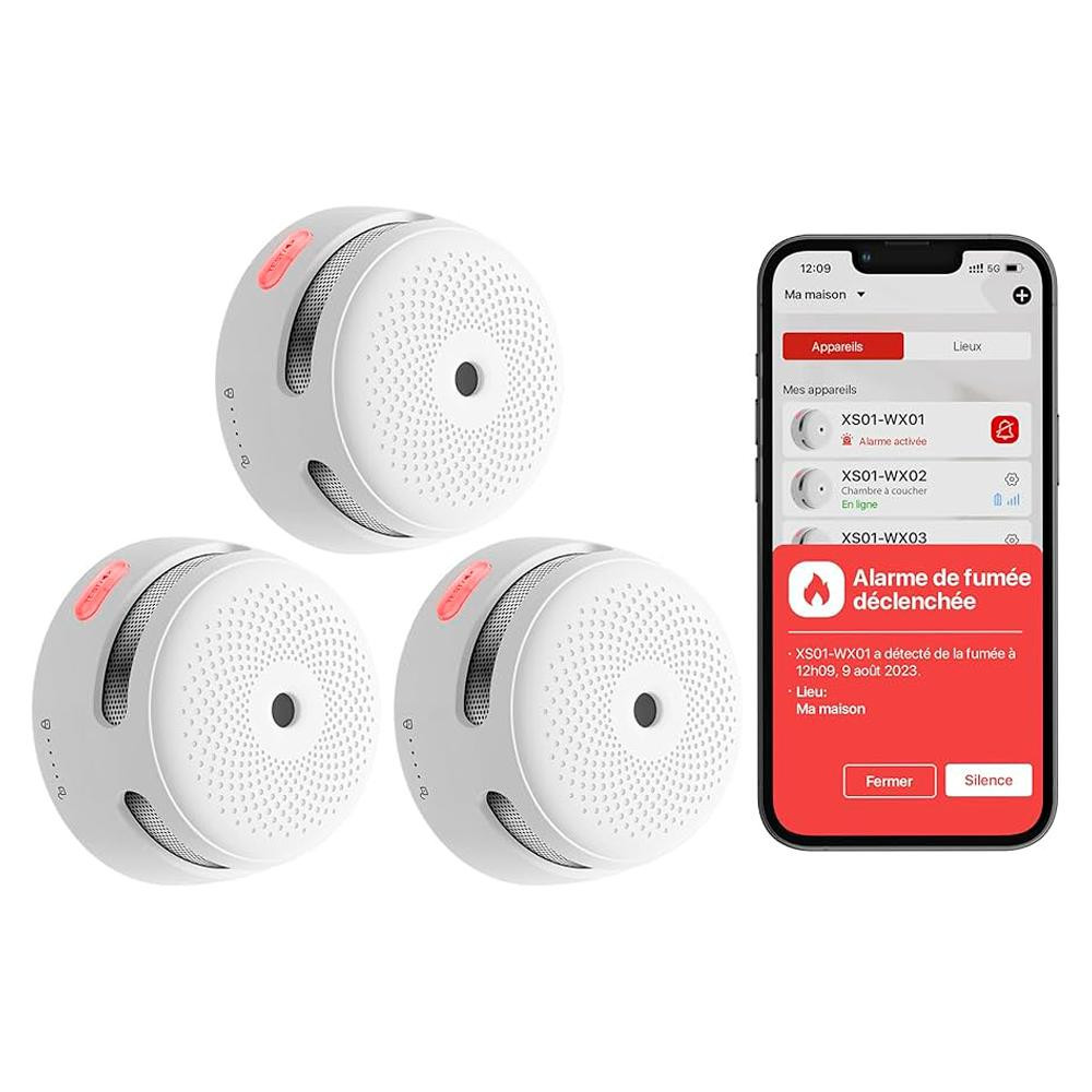 X-Sense KIT 3x Sensori Fumo Link+PRO a batteria sostituibile con centralina RF