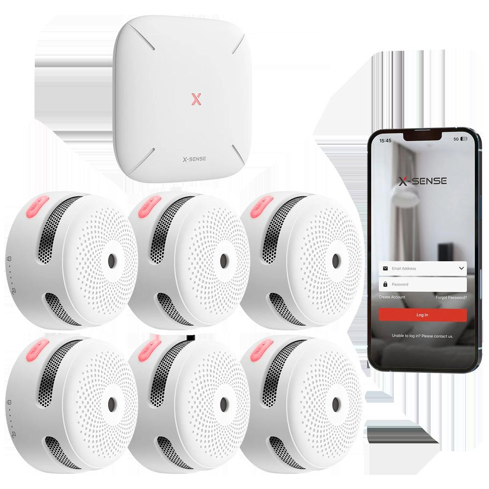 X-Sense KIT 6x Sensori Fumo Link+PRO a batteria sostituibile con centralina RF X-Sense KIT 6x Sensori Fumo Link+PRO a batteria sostituibile con centralina RF