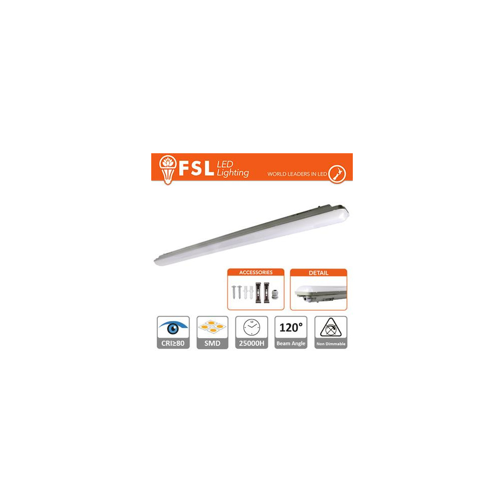Plafoniera Stagna 36W - 4000K 3100LM 120º 1198x85x66mm IP65