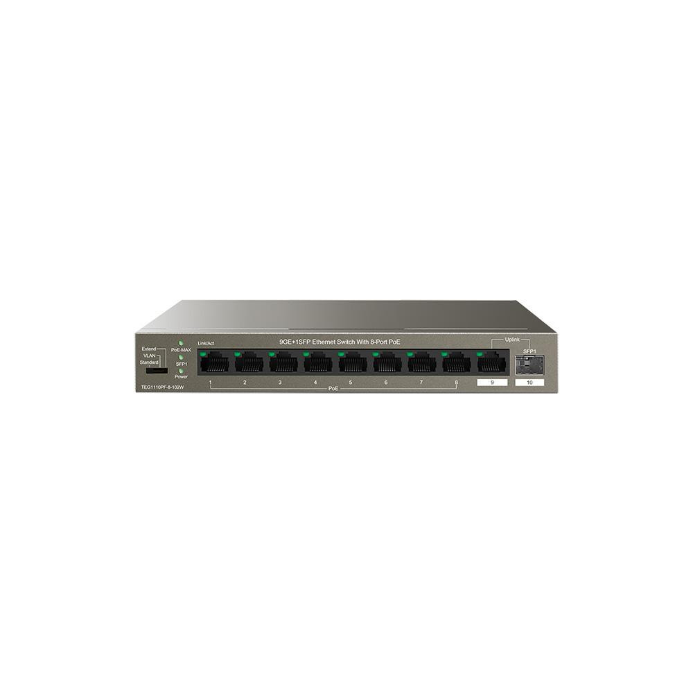 Switch Ethernet 9 porte GE+1SFP con 8-Port PoE 120w