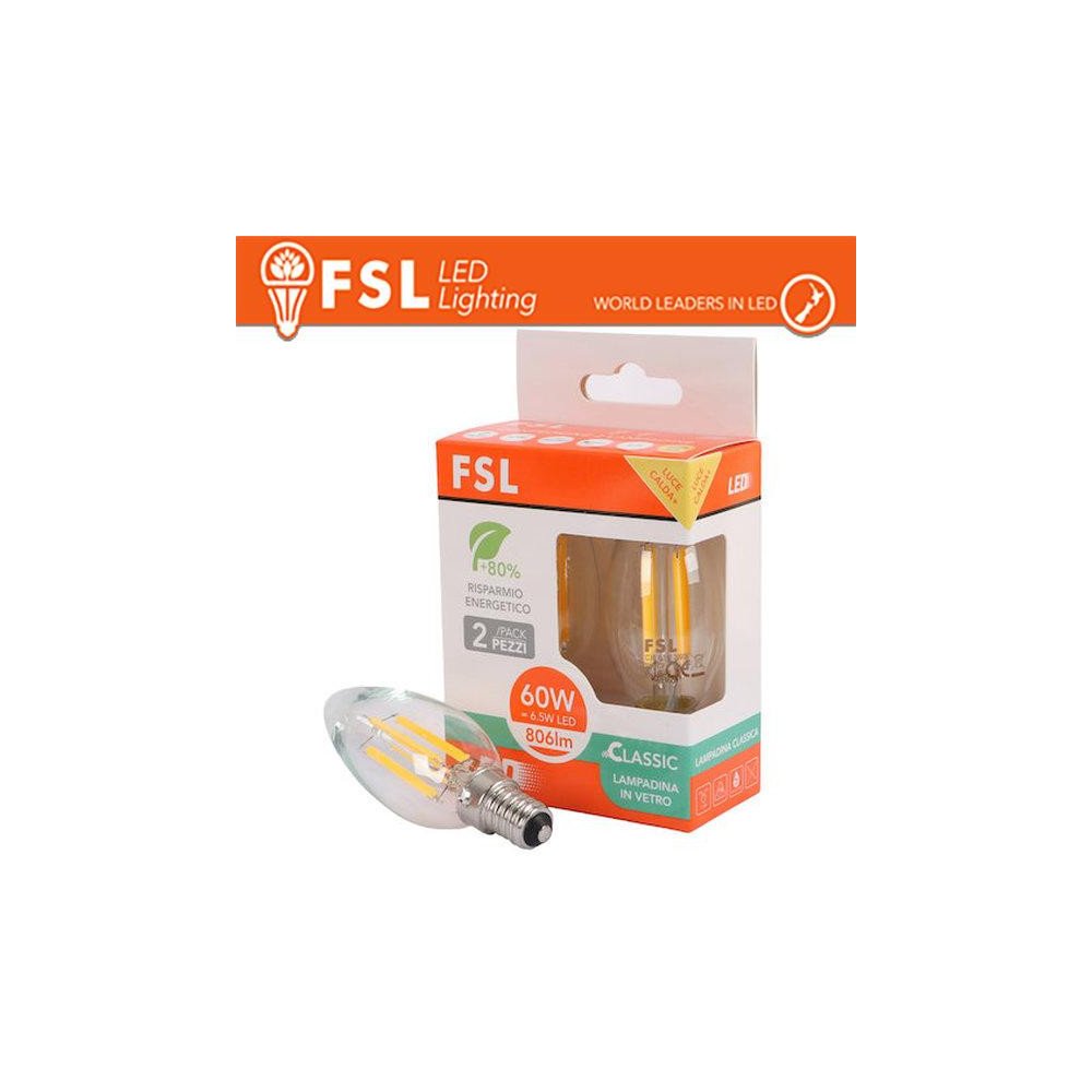 Lampada Filamento Sfera C35FC 6.5W 3000K E14 - Confezione 2PACK