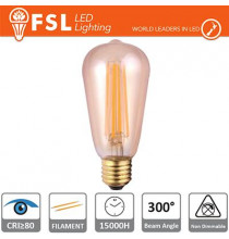 Lampada Edison Filamento Ambra - 6W 2200K E27 650LM