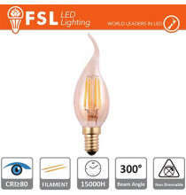 Lampada Colpo di Vento Filamento Ambra - 4W 2200K E14 300LM