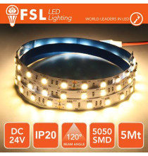 Striscia LED 5050 - 5Metri 12W 1100Lm 3000K 24V IP20 60led