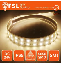 Striscia LED 5050 - 5Metri 12W 1000Lm 3000K 24V IP65 60led
