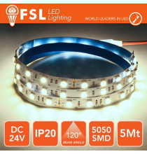 Striscia LED 5050 - 5Metri 12W 1100Lm 6500K 24V IP20 60led