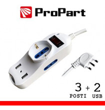 Multipresa 3pos bipasso + bipasso/schuko + USB spina16A +int