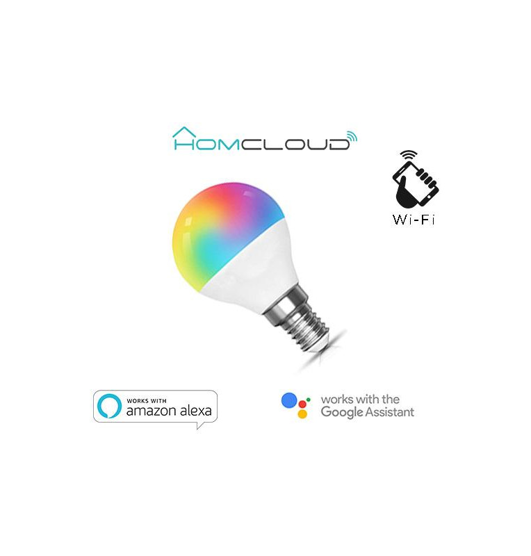 Lampadina Wi-Fi + Bluetooth RGB+Bianco caldo E14 G45 dimm