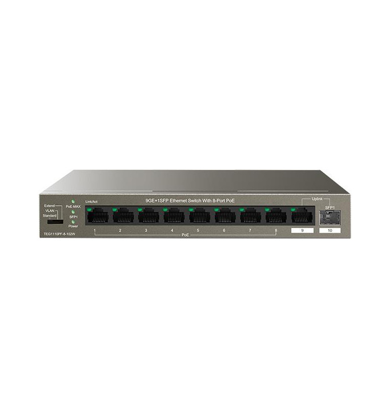 Switch Ethernet 9 porte GE+1SFP con 8-Port PoE 102w