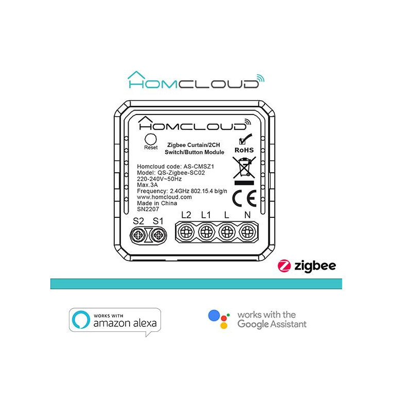 Modulo Ibrido Tapparelle o Pulsante Luci 2CH Zigbee da incas