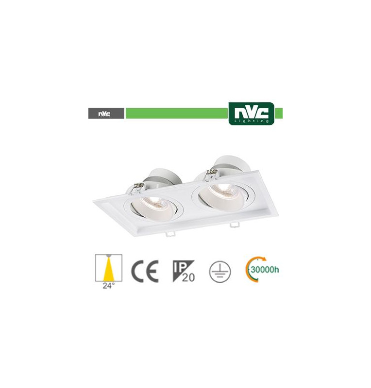 Incasso Multi lampada - 18w (2x9w) 3000k 1440lm 24° Incasso Multi lampada - 18w (2x9w) 3000k 1440lm 24°