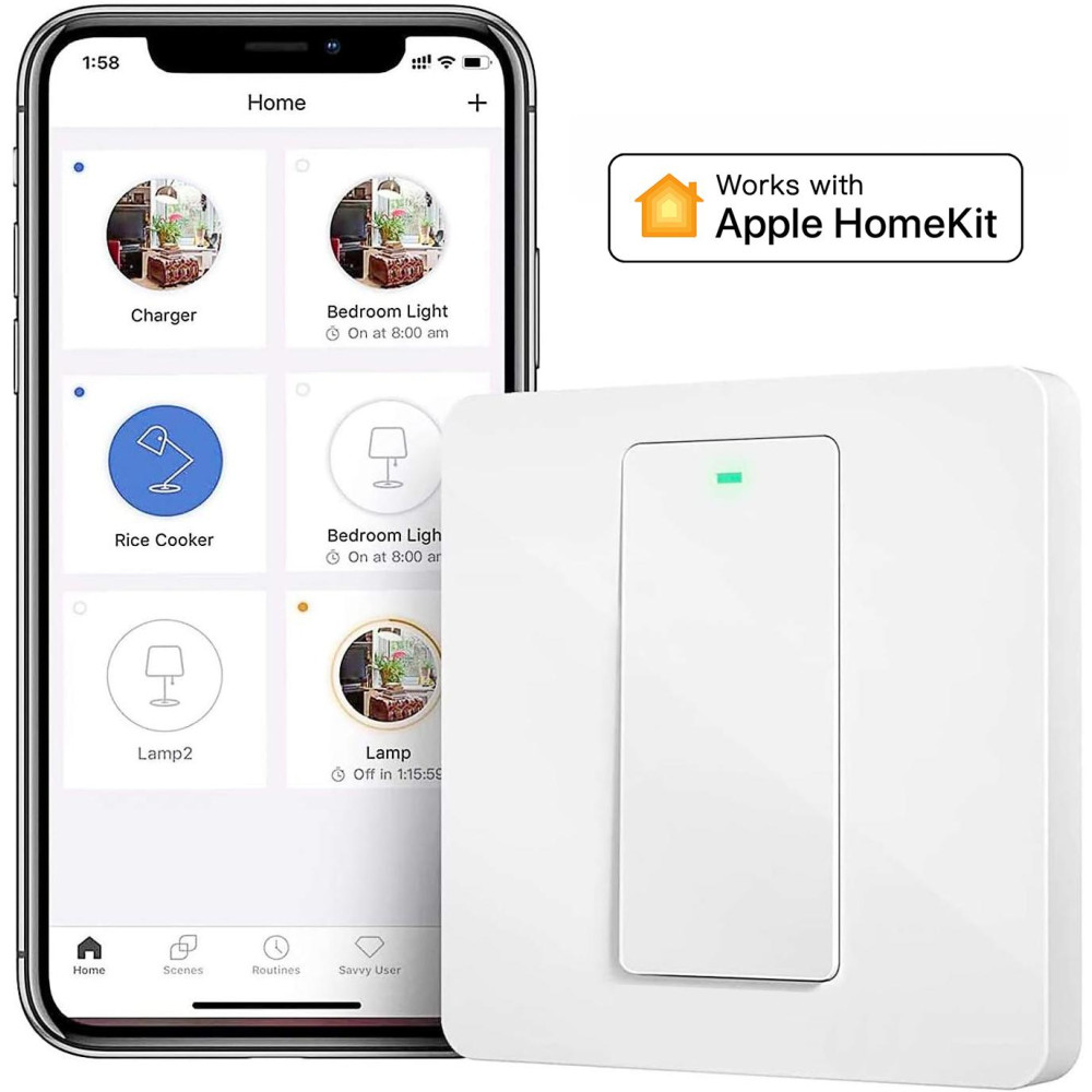 Meross Interruttore a parete Wi-Fi Smart - 220V / 1 WAY - Apple HomeKit Meross Interruttore a parete Wi-Fi Smart - 220V / 1 WAY - Apple HomeKit