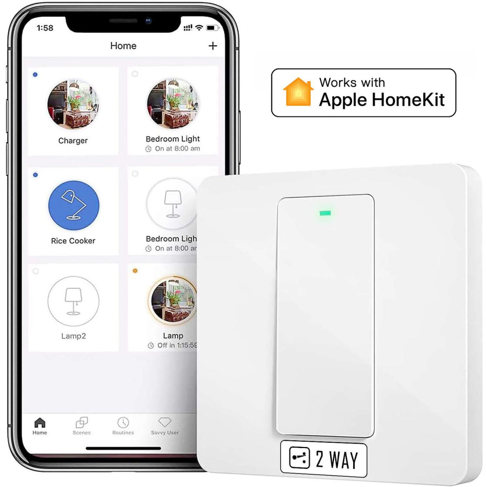 Meross Interruttore a parete Wi-Fi Smart - 220V / 2 WAY - Apple HomeKit Meross Interruttore a parete Wi-Fi Smart - 220V / 2 WAY - Apple HomeKit