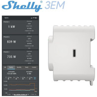 Shelly 3EM - Contatore energia Wi-Fi + 3 pinze amperometriche da 120A