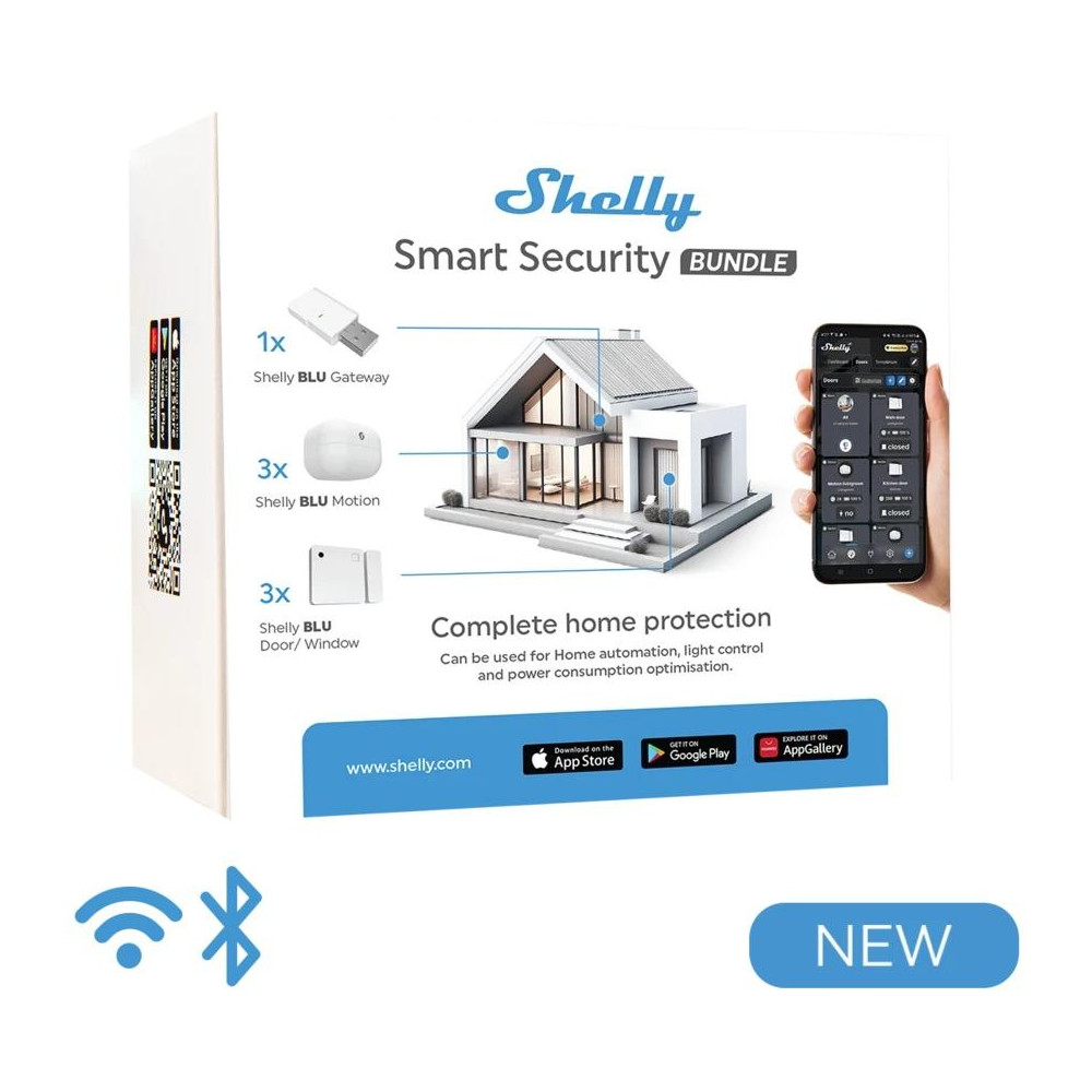 Shelly Smart Blu Bundle 1 - Kit Sensori Bluetooth + Hub Shelly Smart Blu Bundle 1 - Kit Sensori Bluetooth + Hub