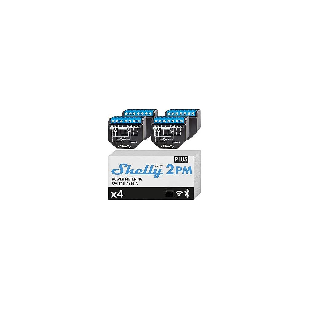 Shelly Plus 2PM - FOUR PACK Smart Relay Tapparelle 16A AC/DC WiFi + PM