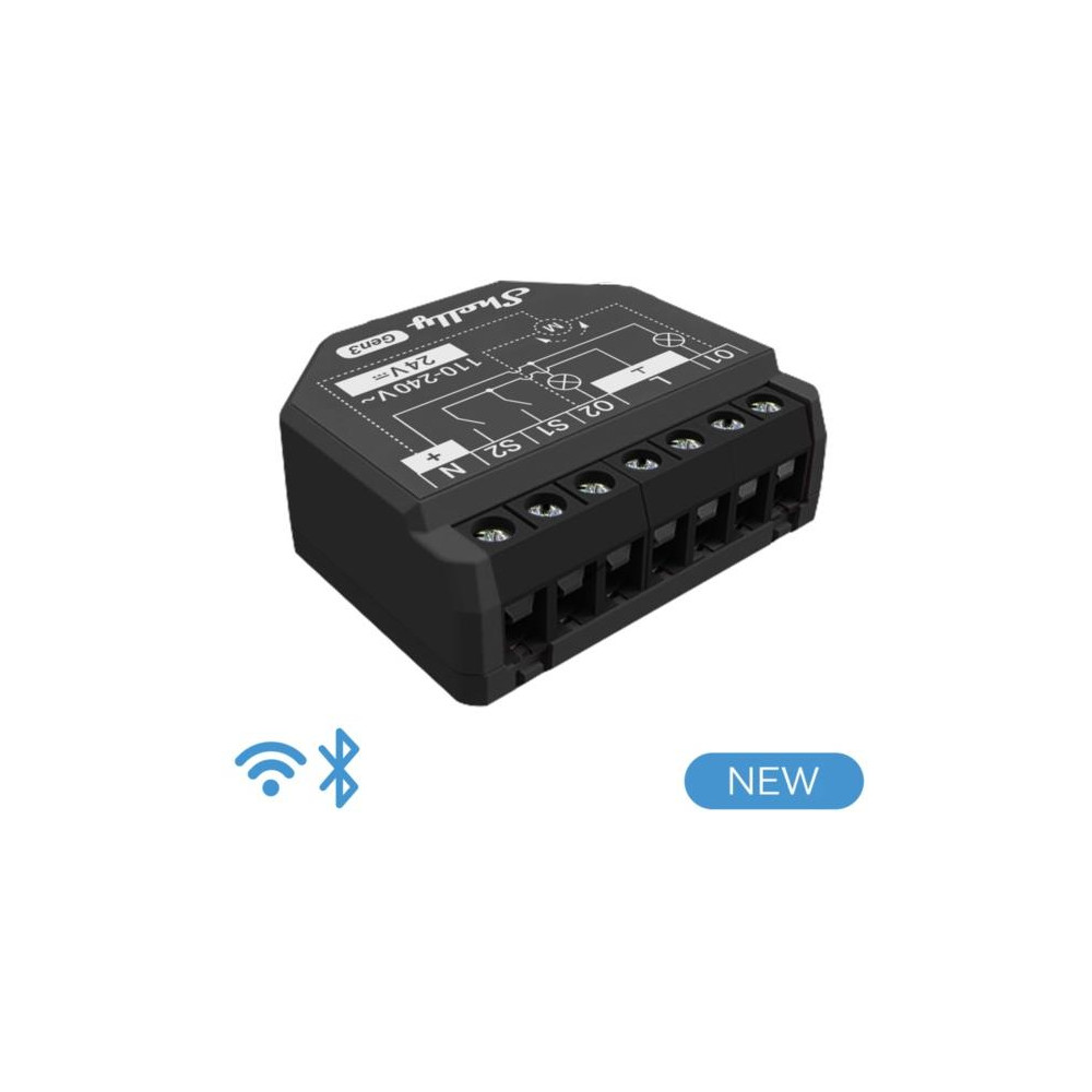 Shelly Plus 2PM Gen3 - Smart Relay Tapparelle 16A AC/DC WiFi + PM