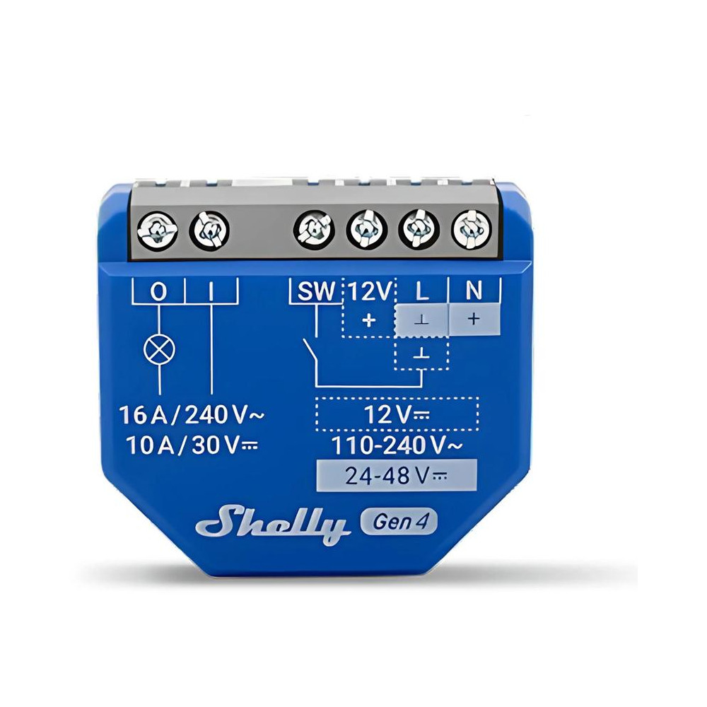 Shelly 1 Gen4- Smart Relay 16A AC/DC WiFi/BT/Matter/Zigbee + cont. pulito