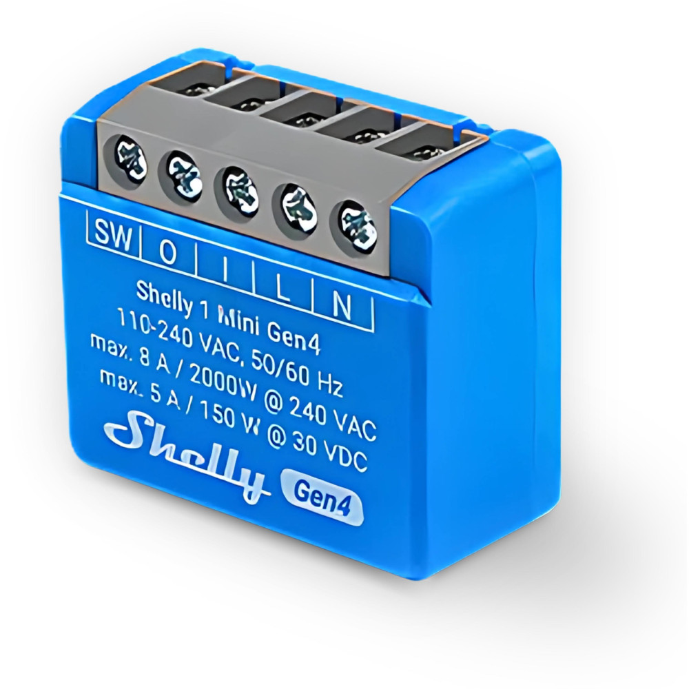 Shelly 1 Mini Gen4 - Smart Relay 8A AC/DC WiFi/BT/Matter/Zigbee Shelly 1 Mini Gen4 - Smart Relay 8A AC/DC WiFi/BT/Matter/Zigbee