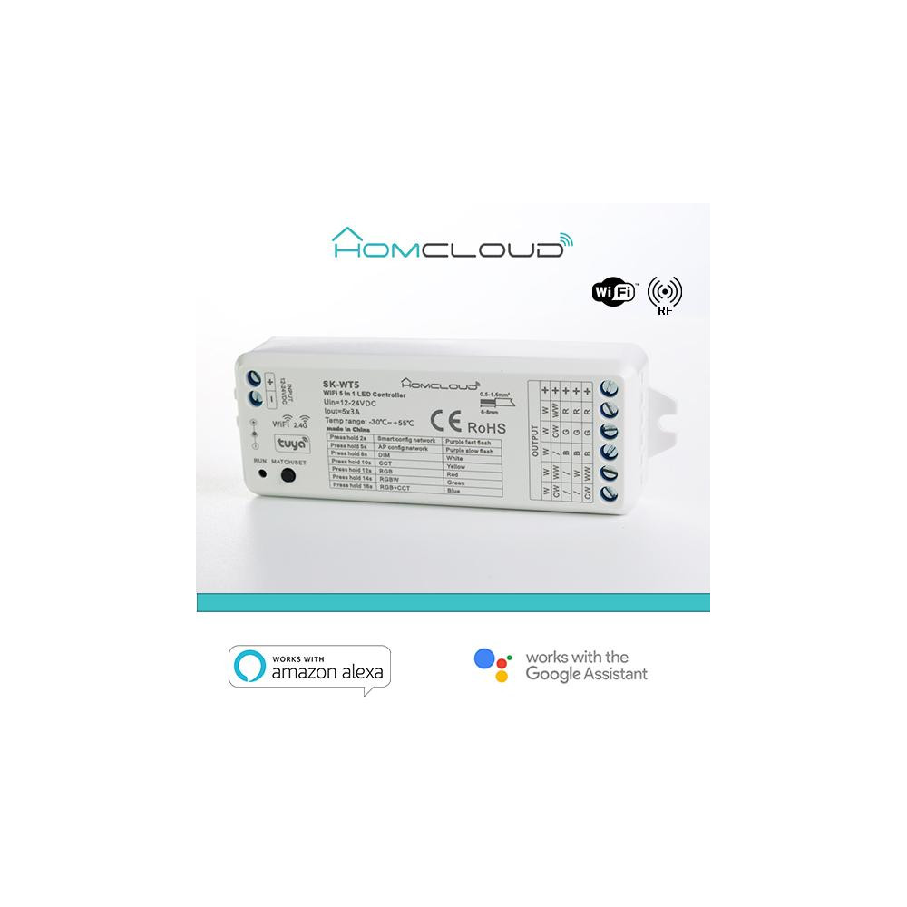 Ricevitore DIM 12/24V DC, 5CH*3A, Wi-Fi+RF2.4G RGB+CCT Ricevitore DIM 12/24V DC, 5CH*3A, Wi-Fi+RF2.4G RGB+CCT