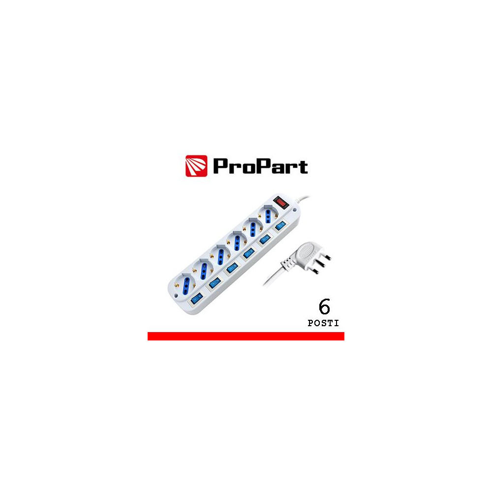 Multipresa 6pos bipasso/schuko spina16A +interr. multipli Multipresa 6pos bipasso/schuko spina16A +interr. multipli