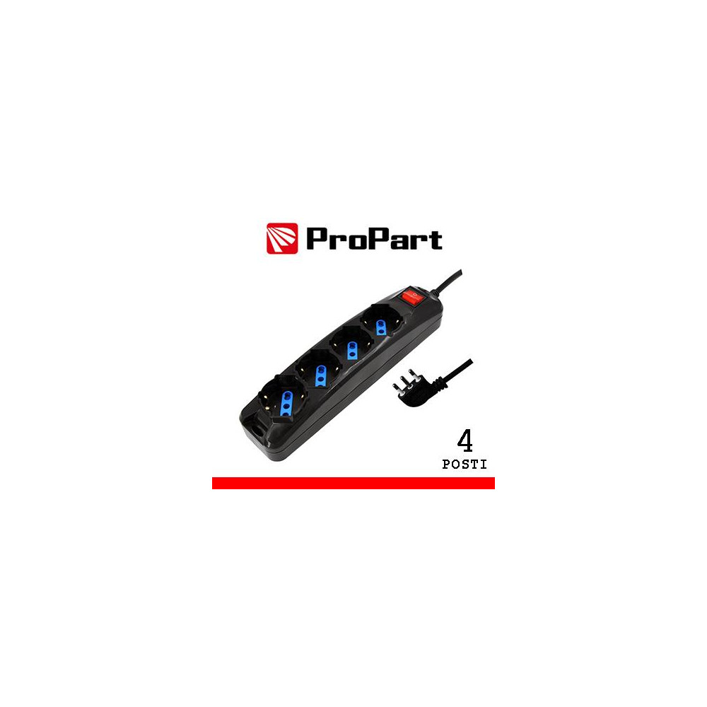 Multipresa 4pos bipasso/schuko spina16A +interr. nera Multipresa 4pos bipasso/schuko spina16A +interr. nera
