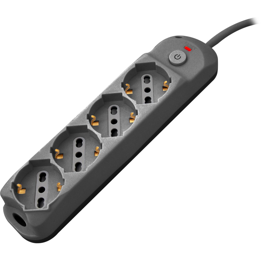 Multipresa 4pos bipasso/schuko + interrutt nuovo modello nera spina 16A Multipresa 4pos bipasso/schuko + interrutt nuovo modello nera spina 16A