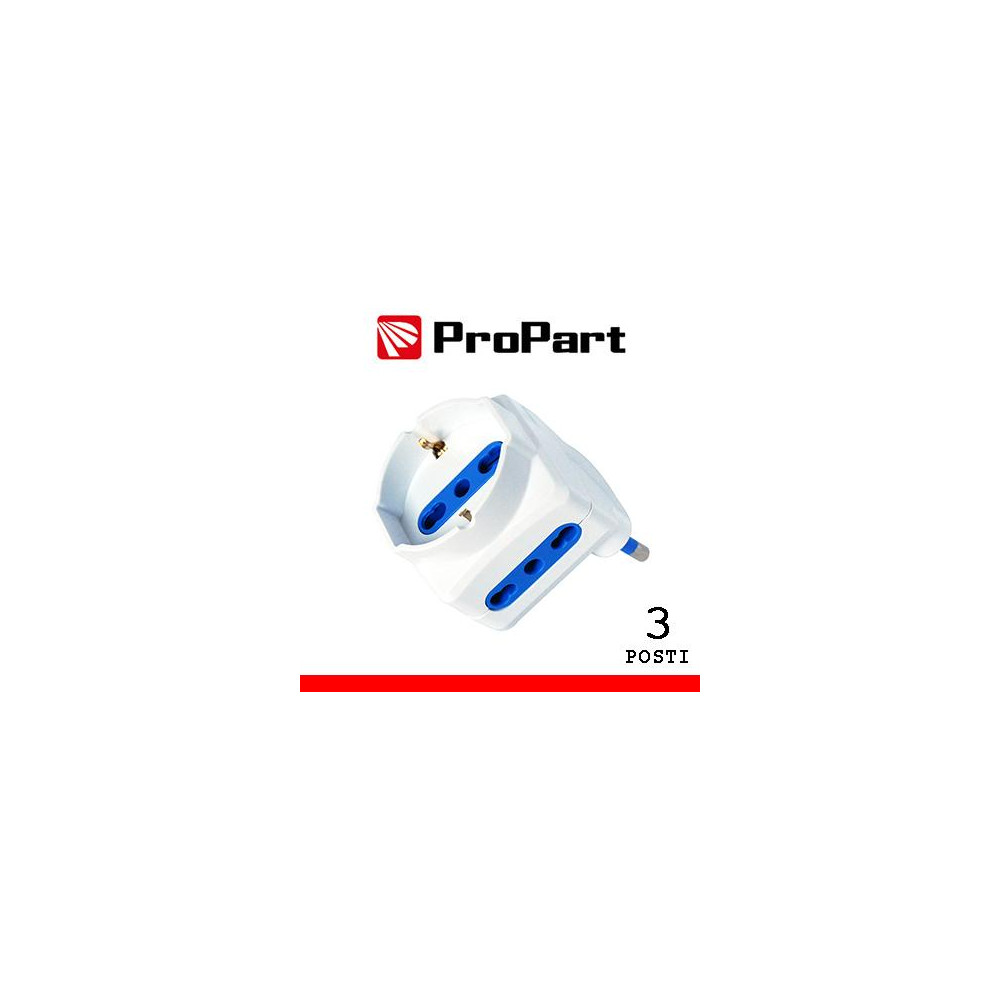 Adattatore 3pos bipasso/schuko spina16A salvaspazio Adattatore 3pos bipasso/schuko spina16A salvaspazio