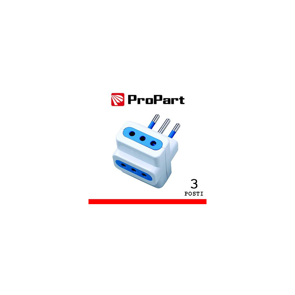 Adattatore triplo 3pos 10A spina10A polybag Adattatore triplo 3pos 10A spina10A polybag