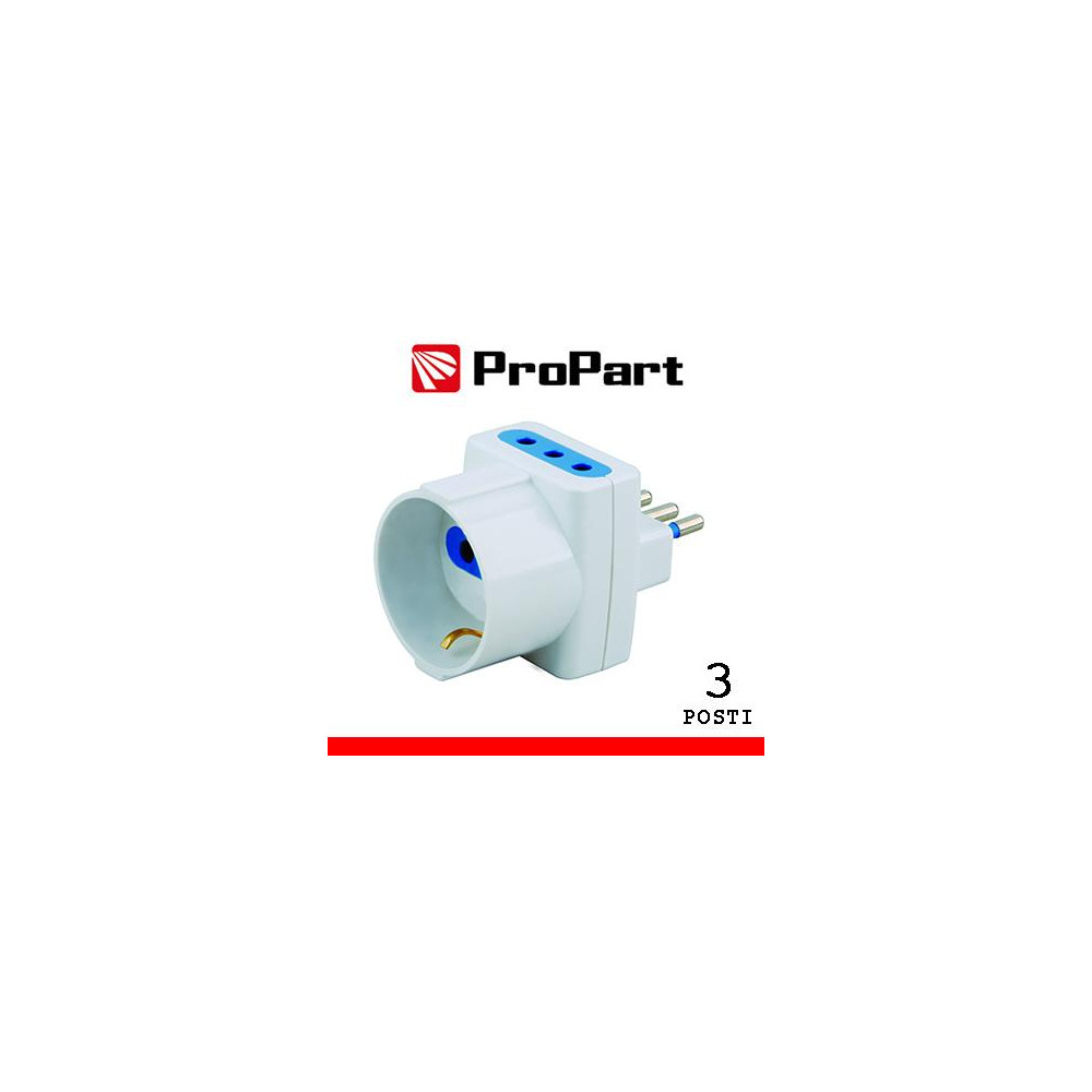 Adattatore triplo 3pos 10A/schuko spina10A polybag Adattatore triplo 3pos 10A/schuko spina10A polybag