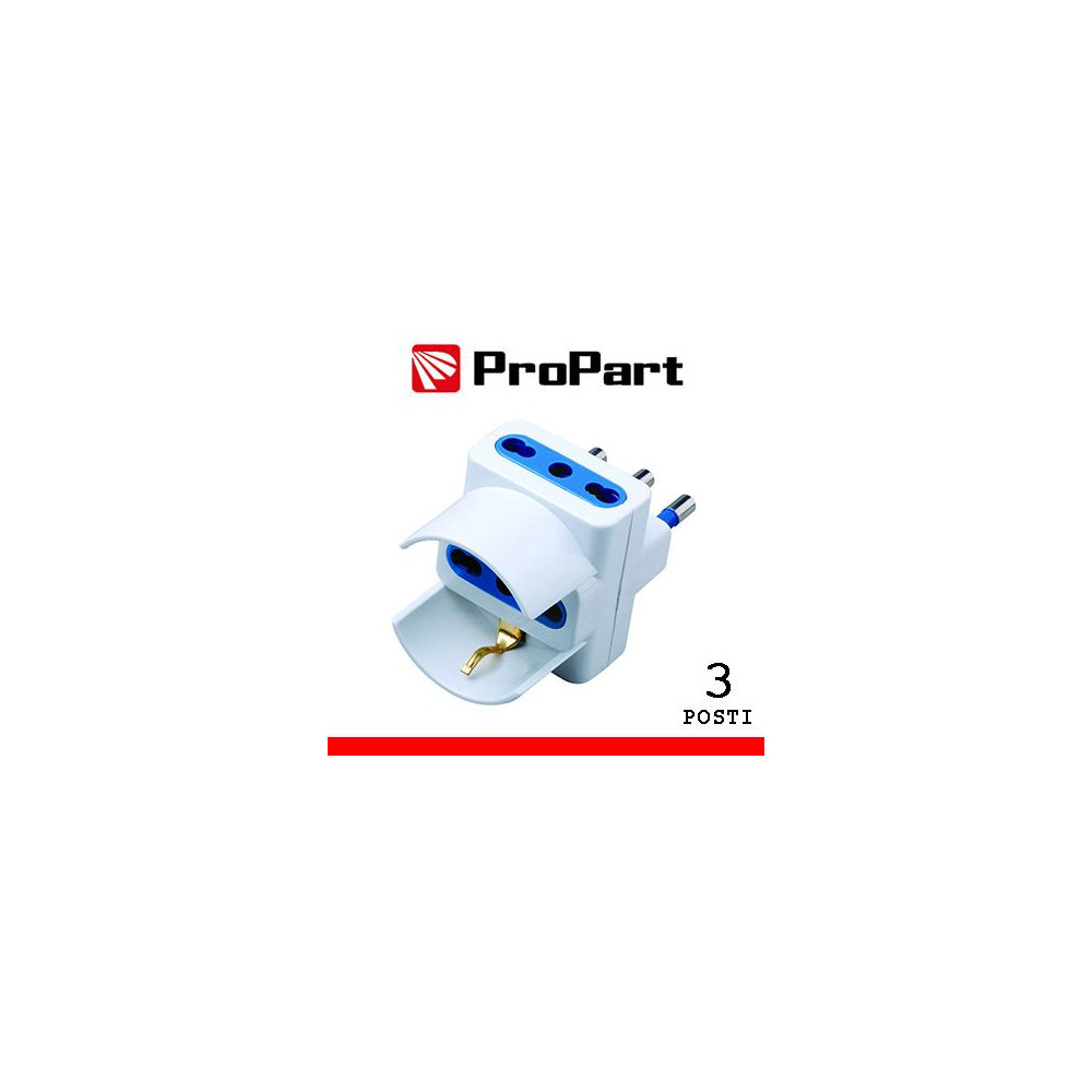 Adattatore triplo 3pos bipasso/schuko spina16A polybag Adattatore triplo 3pos bipasso/schuko spina16A polybag