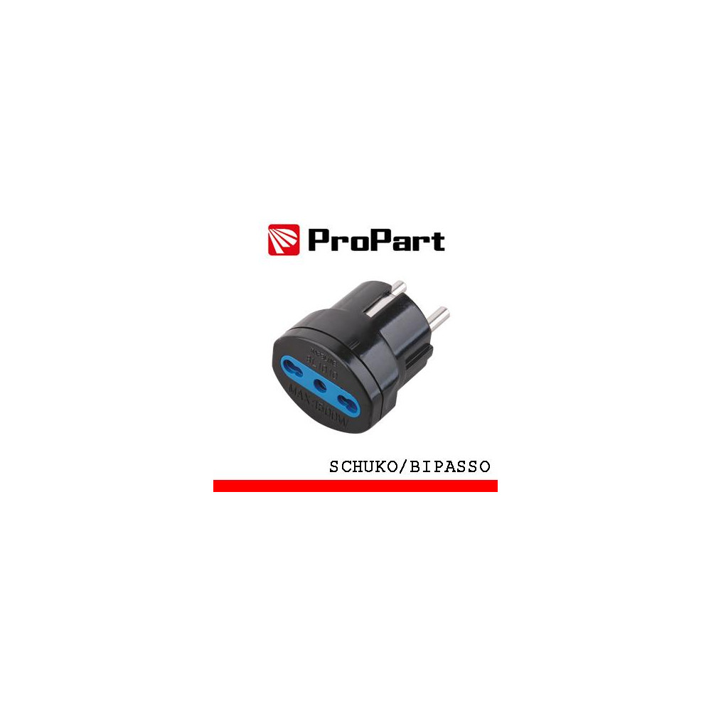 Adattatore bipasso spina schuko nero polybag Adattatore bipasso spina schuko nero polybag
