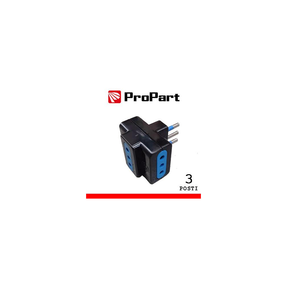 Adattatore triplo 3pos 10A spina10A polybag nero