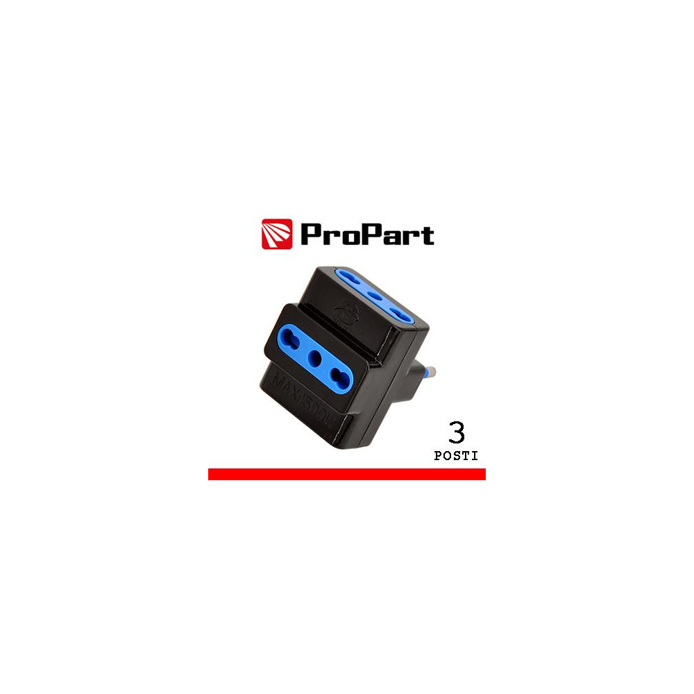 Adattatore triplo 3pos bipasso spina16A nero Adattatore triplo 3pos bipasso spina16A nero