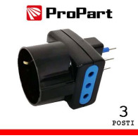 Adattatore triplo 3pos 10A/schuko spina10A nero