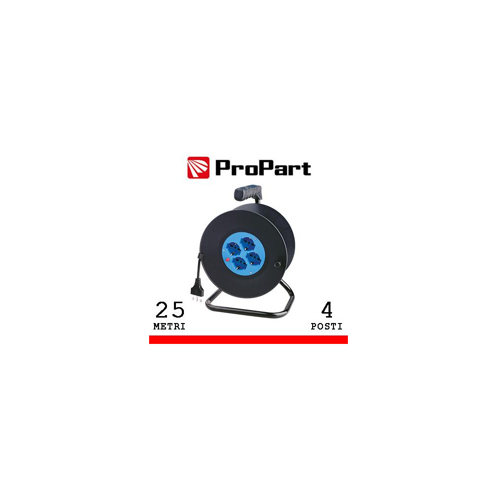 Avvolgicavo 4pos bipasso/schuko 25metri con protez. termica Avvolgicavo 4pos bipasso/schuko 25metri con protez. termica